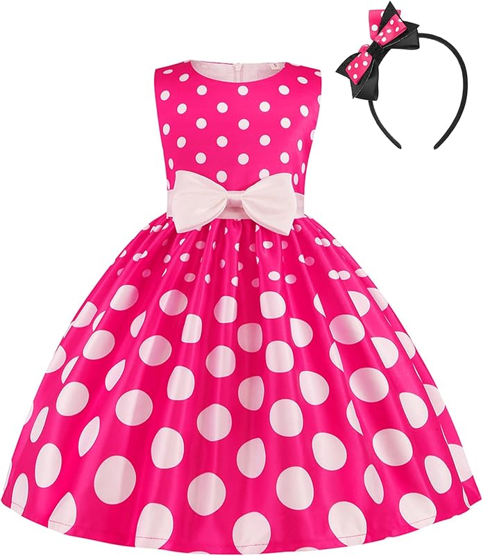 IBTOM CASTLE Baby Girl Polka Dots Princess Costume Birthday Fancy Dress up Party Cosplay Ears Dance Clothing Set