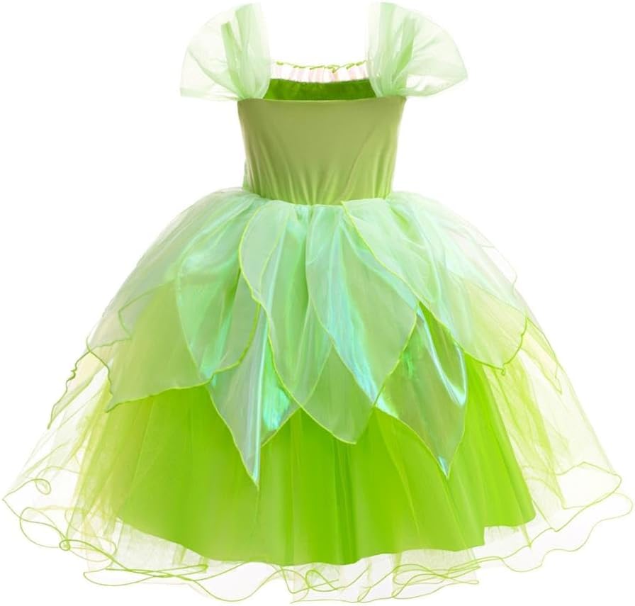 Dressy Daisy Green Fancy Fairy Halloween Costume Birthday Party Dress Up for Toddler Girls Size 2T to 10