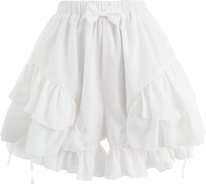 LSYYSKB Women Bloomer Victorian Steampunk Bloomers for Women Teen Girls Ruffled Lace Pumpkin Short Pantaloons Underdress