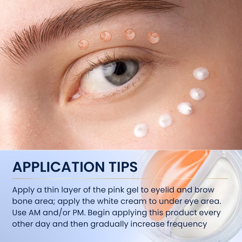 Dual Eye Cream with Advanced Retinol, Peptides, Caffeine for Puffy Eyes and Dark Circles, Wrinkles, Anti Aging, Under Eye Bags Treatment, Instant Tightener, Fragrance Free, 0.68 OZ