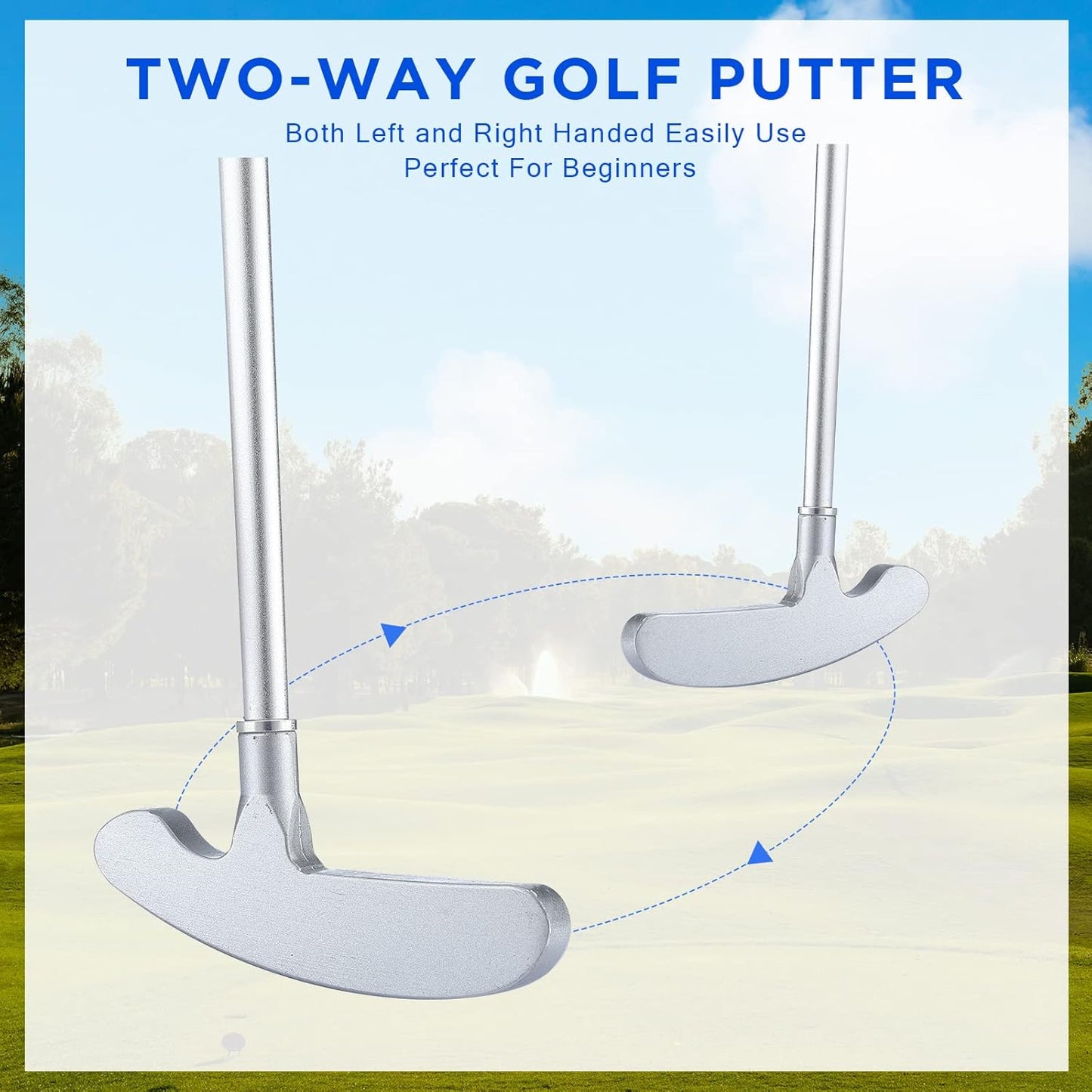 Wettarn 3 Sets Golf Putter Two Ways for Men Women Kids Club with 6 Practice Golf Balls for Left or Right Handed Golfers Indoor Outdoor