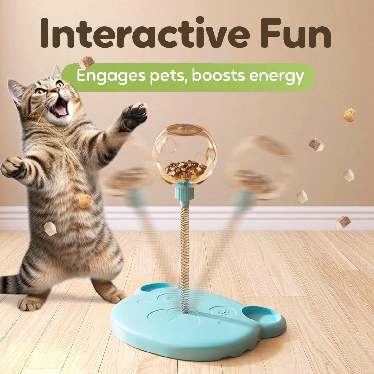 Pet Toy Treat Dispenser, 2025 New Interactive Pet Toy, Treat Dispensing Dog Toys, Treat Dispensing Ball for Indoor Dog and Cat (Blue1-1pcs)