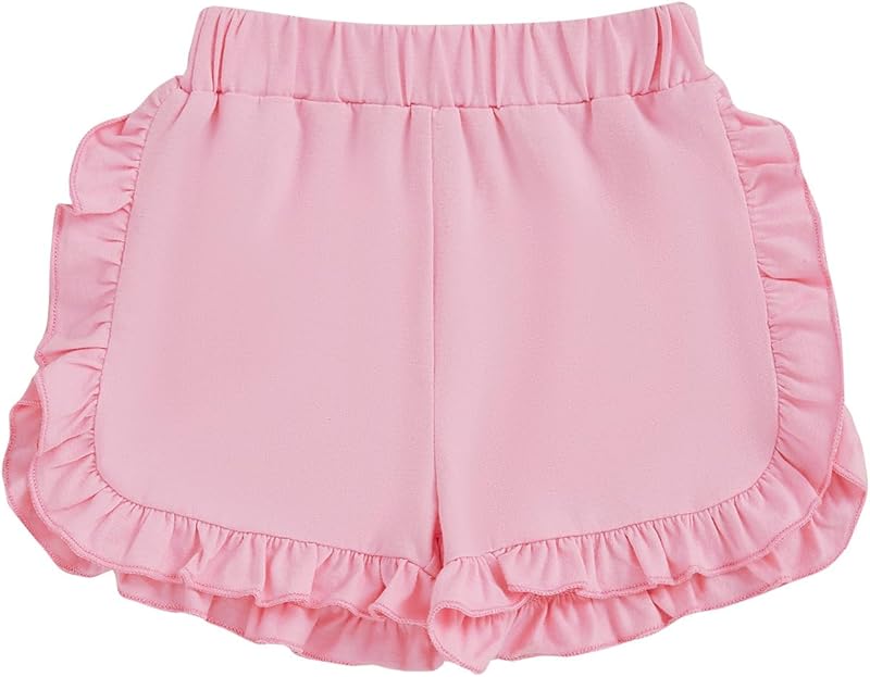 Toddler Baby Girl Ruffle Shorts Gingham Plaid/Solid Elastic Waist Shorts Pants Bottoms Casual Summer Outfit