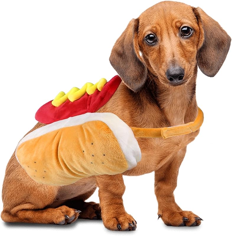Dog Hot Dog Costume, Dog Halloween Costumes Funny Pet Hot Dog Costume for XS Small Medium Dogs Cats Pets (Small)