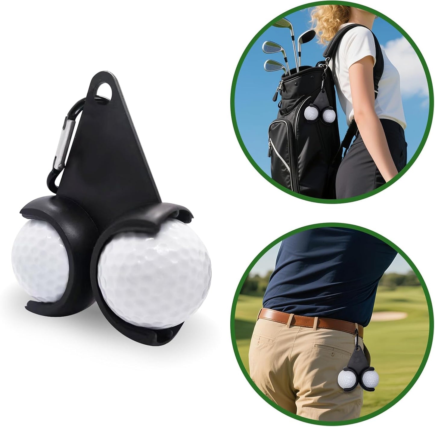 Golf Ball Holder with Two Clips for Bag Hanging and Carrying,Golf Green Reader with High Precision Bubble Level,Golfer Accessories for Men and Women