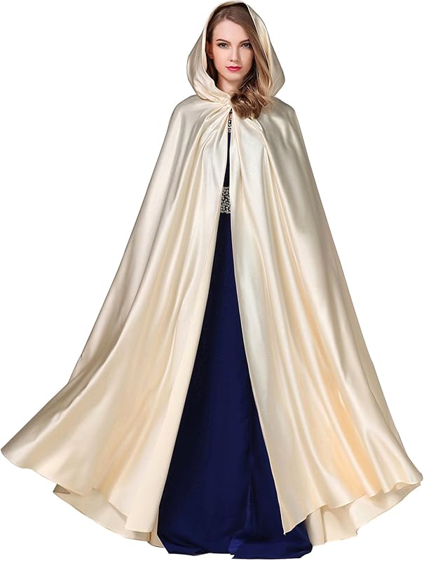 BEAUTELICATE Women's Wedding Hooded Cape Bridal Cloak Poncho Full Length