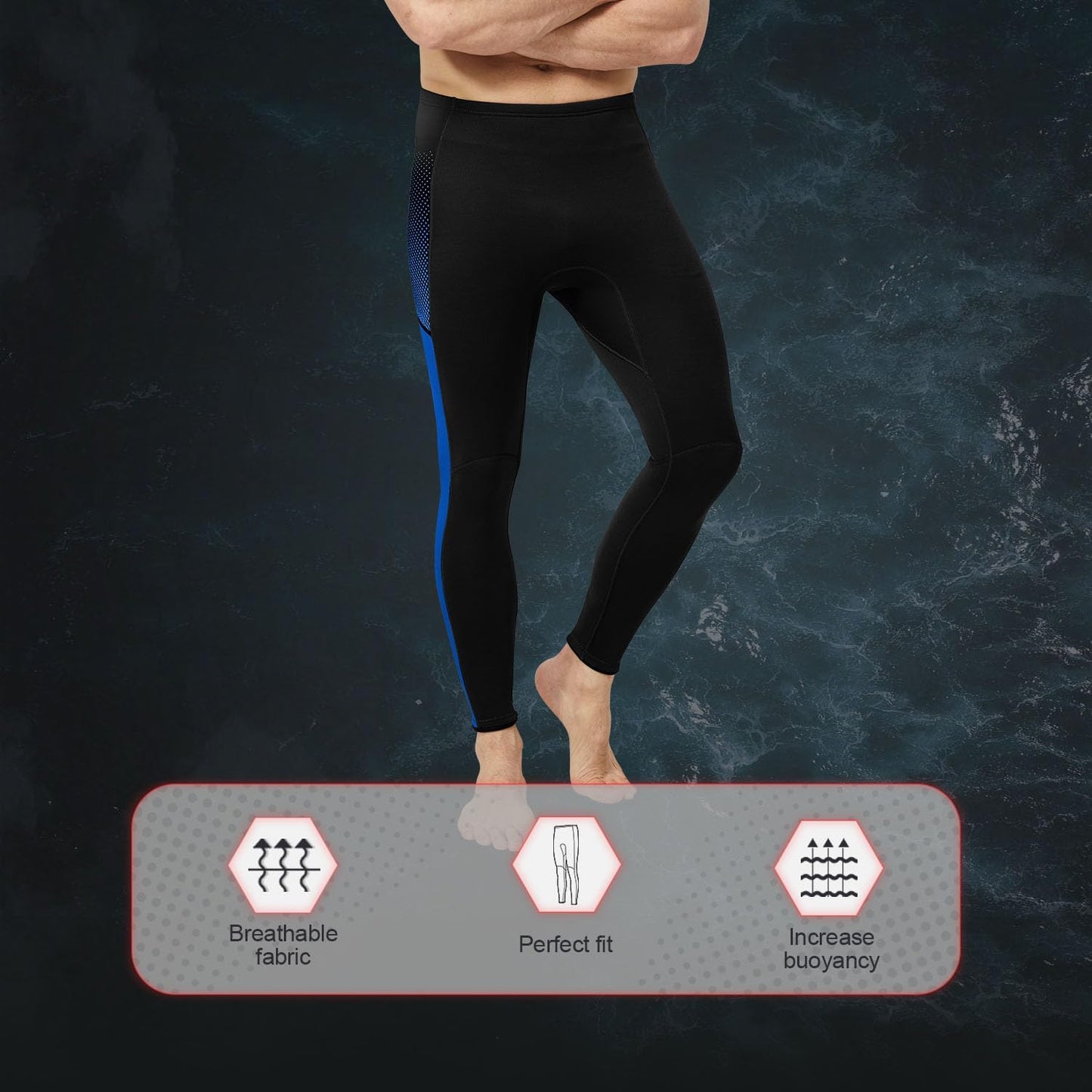 GoldFin Wetsuit Pants Men, 2mm Wetsuits Neoprene Pull-on Pants for Water Sports Diving Surfing Swimming Snorkeling