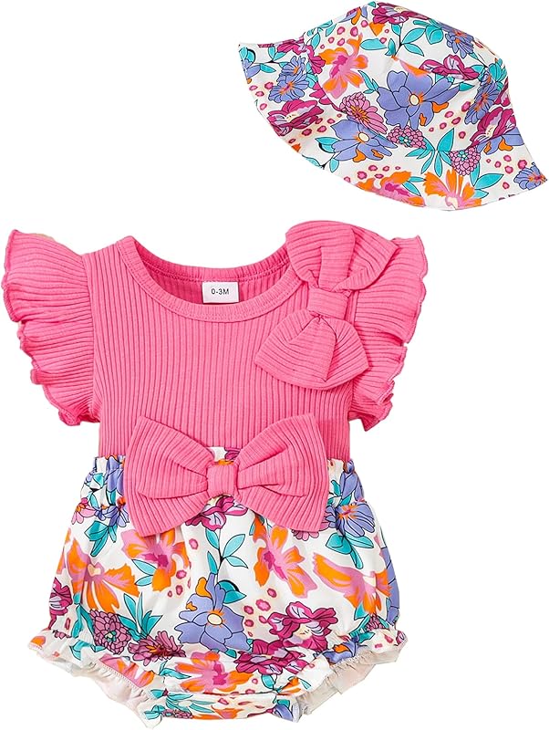 SUNNY PIGGY Newborn Baby Girl Clothes Baby Girl One Piece Romper Fall Winter Long Sleeve with Hat Sets Cute Infant Outfits
