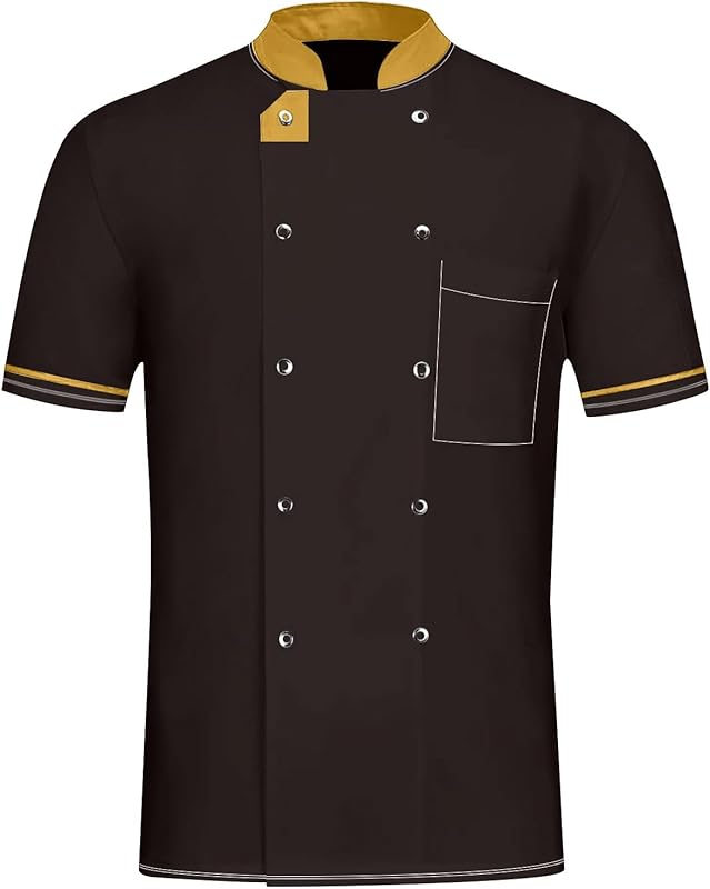 Unisex Chef Coat Short Sleeve Cook Shirts Buttons Restaurant Kitchen Food Service Uniform Chef Jacket for Men Women