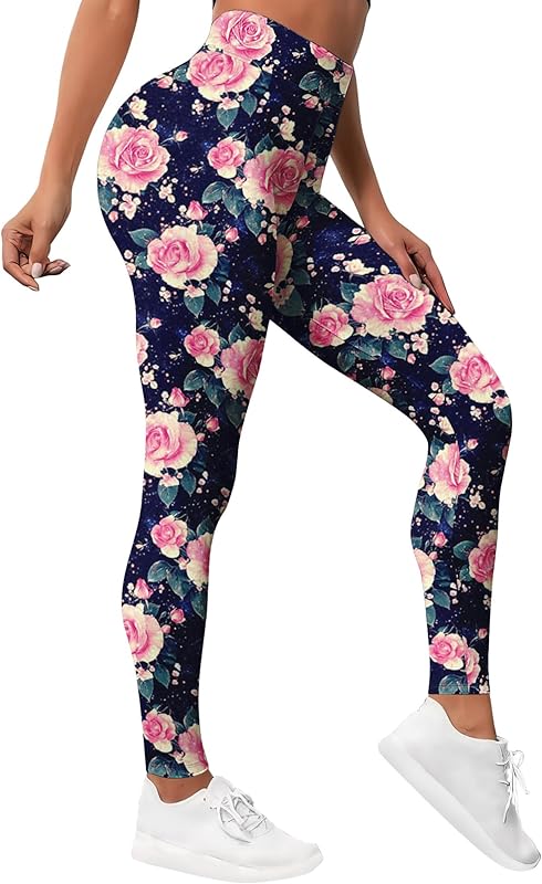 Leggings for Women Workout Funny Printed Gym Athletic Womens Yoga Pants Camo Print Legging Camouflage Floral Tropical Pants