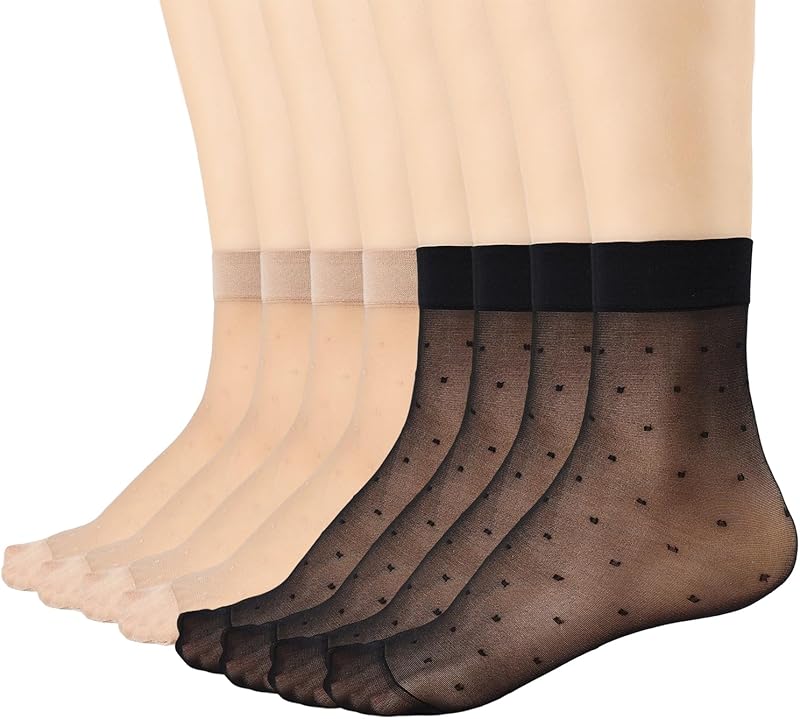 Mcool Mary 12 Pairs Womens Sheer Ankle Socks Nude Stocking Summer Ultra Thin Cool See Through Silk Socks for Women