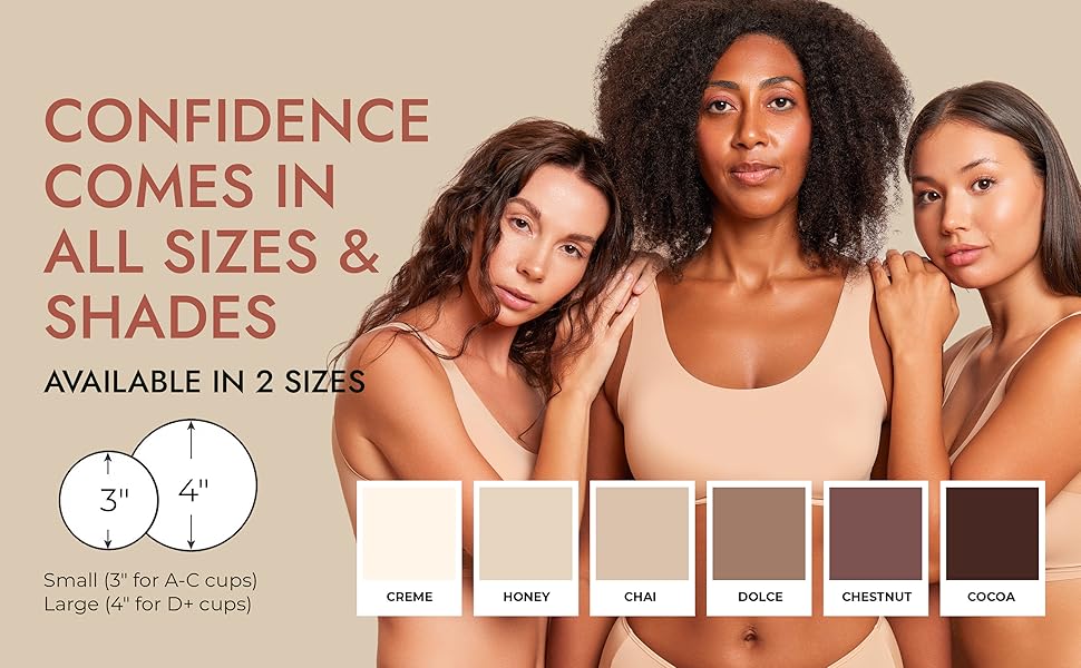 Nipple Cover - Available in 6 Skin Tones, Adhesive Silicone Reusable Pasties, Covers Stickers