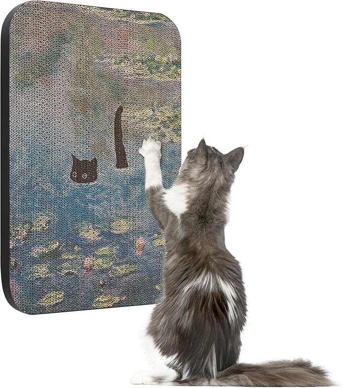 Art Cat Wall-Mountable Scratching Board 16.7x11x1 Inch Cat Wall Scratch Pad and Scratcher for Indoor Cats Furniture Protector(Flower Garden)
