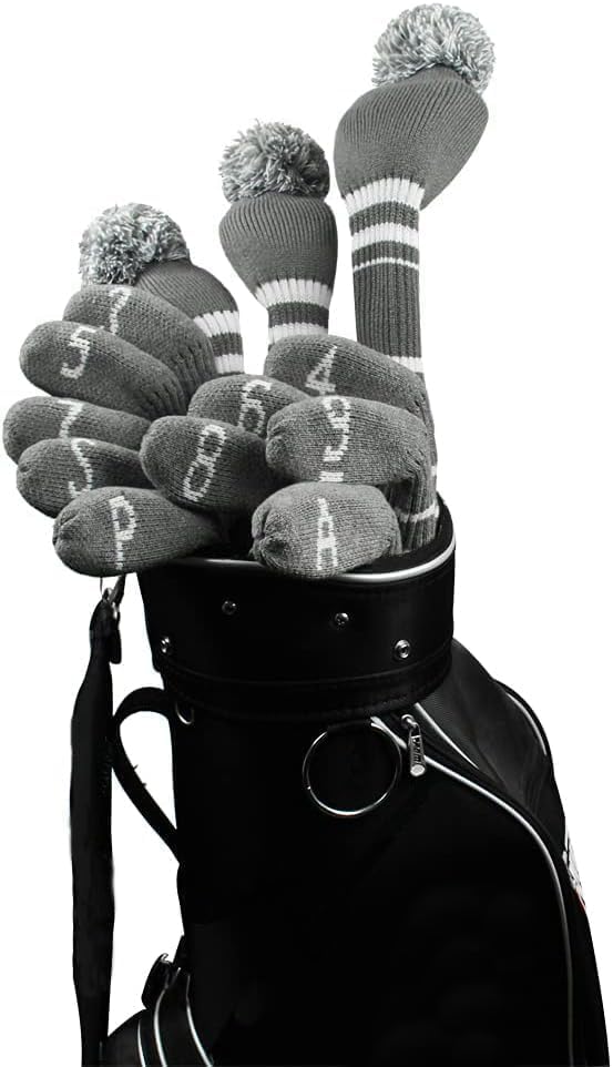 Scott Edward 1/7/10 Pcs Knitted Golf Club Head Covers for Irons Wedge Cuteness and Basically Socks Shape Washable Golf Club Head Protector on Classic Stripes Style,Double Sided Customization