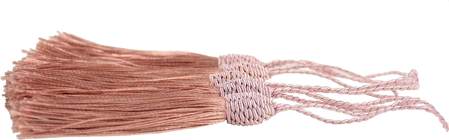 Makhry 20pcs 15.5cm/6 Inch Silky Floss Bookmark Tassels with 2-Inch Cord Loop and Small Chinese Knot for Jewelry Making, Souvenir, Bookmarks, DIY Craft Accessory (Peach Pink)