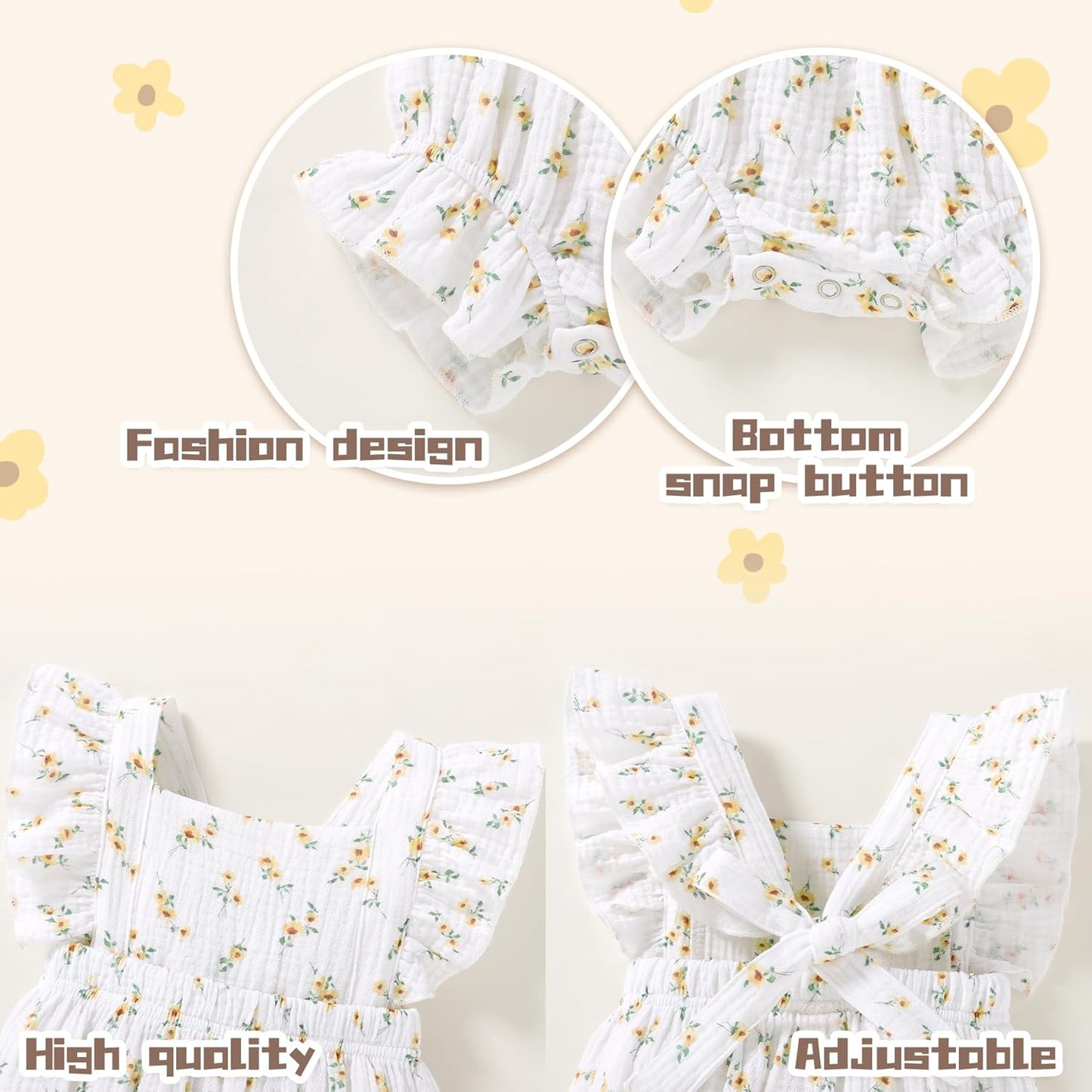 Happy Town Newborn Baby Girl Clothes Infant Summer Romper Sleeveless Floral Cute Outfits One Piece Jumpsuit Bodysuit