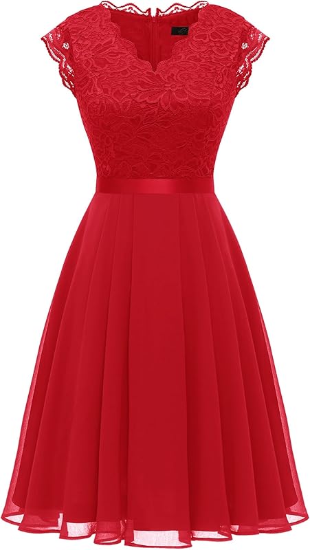 Dressystar Women's V Neck Sleeveless Lace Bridesmaid Dress Wedding Party Gown