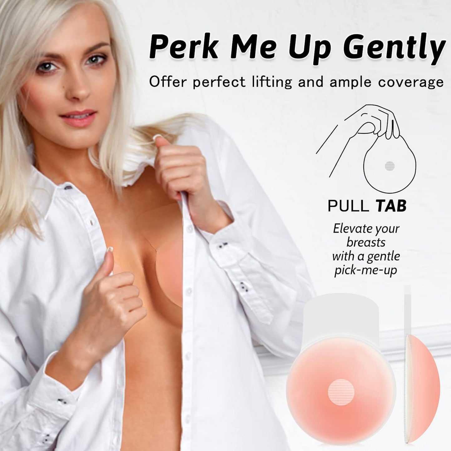 Shintrend Nipple Cover for Women: Silicone Breast Lift Pasties 5.1inch Reusable Adhesive Sticky Bra with Bob Tape