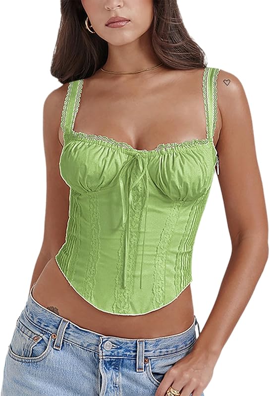 Women's Lace Up Cami Corset Tops Cold Shoulder Zip Side Ties Back Sexy Going Out Bodyshaper Bustier Top