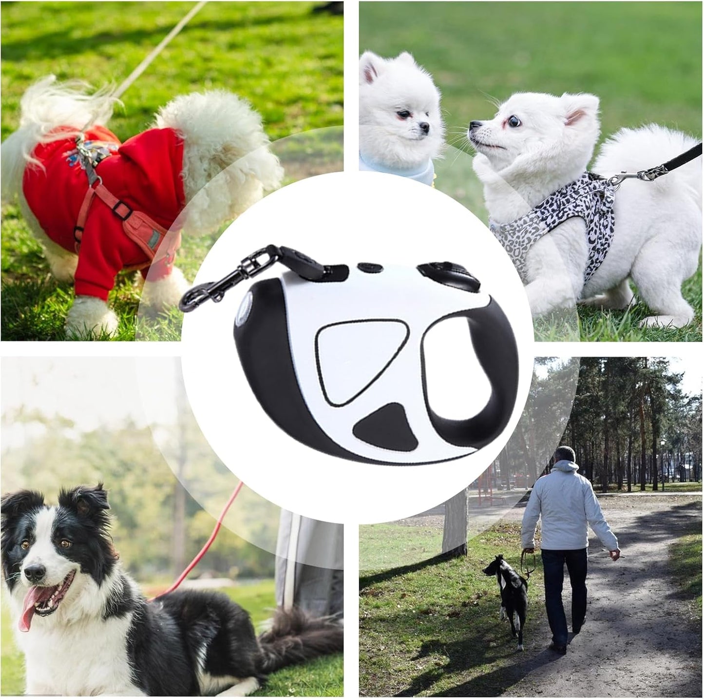 Ausziehbare Hundeleine, LED Leine mit Akku, hohe Stränge aus Nylon, 10ft ausziehbare Länge, Rutschfester Griff, für Walking, Joggen, Laufen, Hiking, 7,09 x 1,57 x 5,12 Zoll