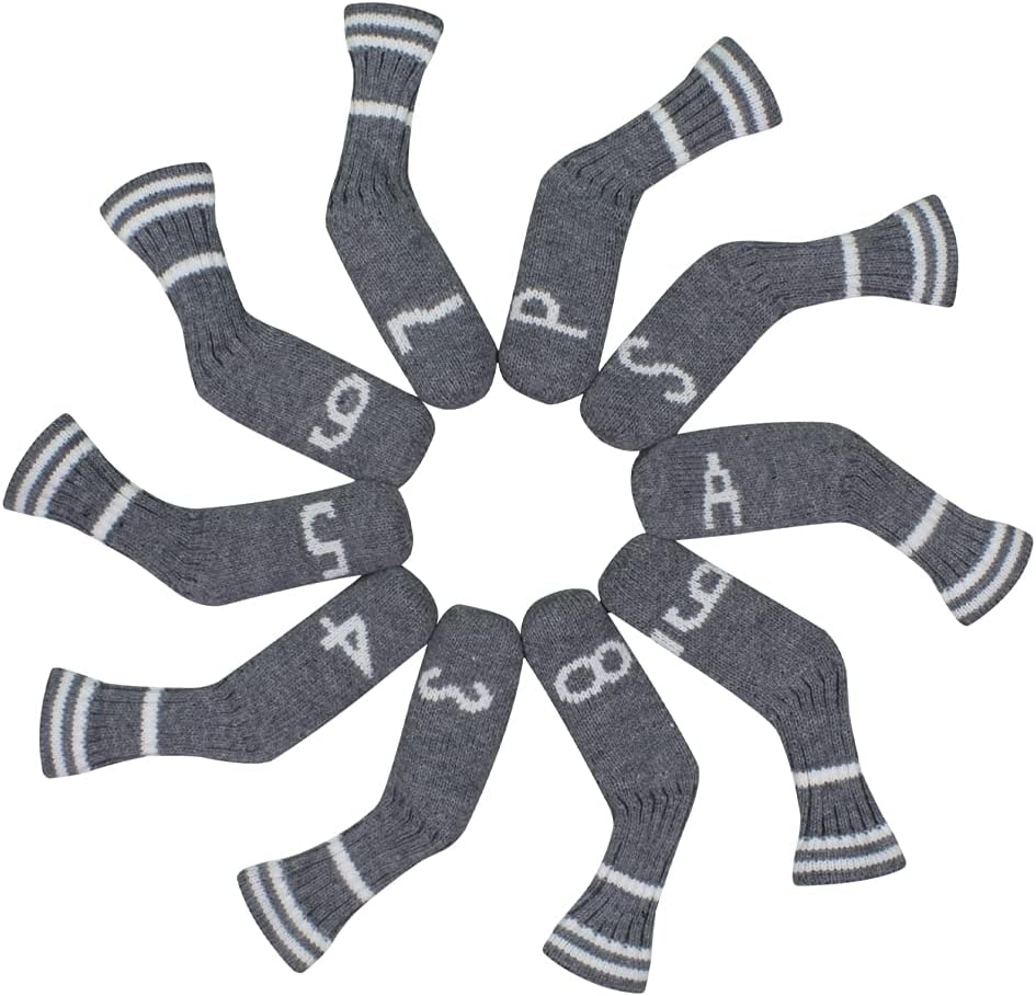 Scott Edward 1/7/10 Pcs Knitted Golf Club Head Covers for Irons Wedge Cuteness and Basically Socks Shape Washable Golf Club Head Protector on Classic Stripes Style,Double Sided Customization