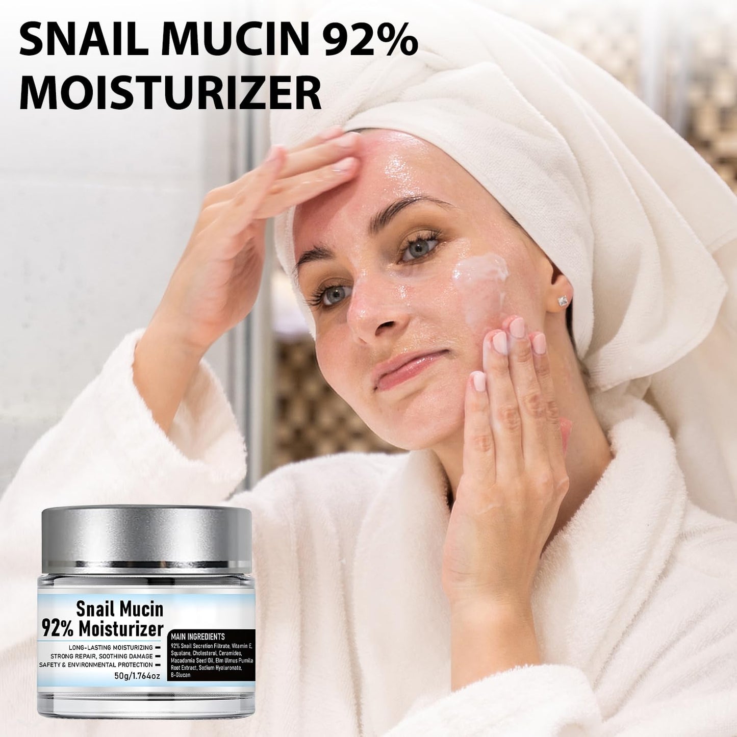 Snail Mucin 92% Moisturizer Daily Face Moisturizer,Hydrating Repair Face Gel Cream, Baba de Caracol Original, Advanced Snail 92 All In One Cream