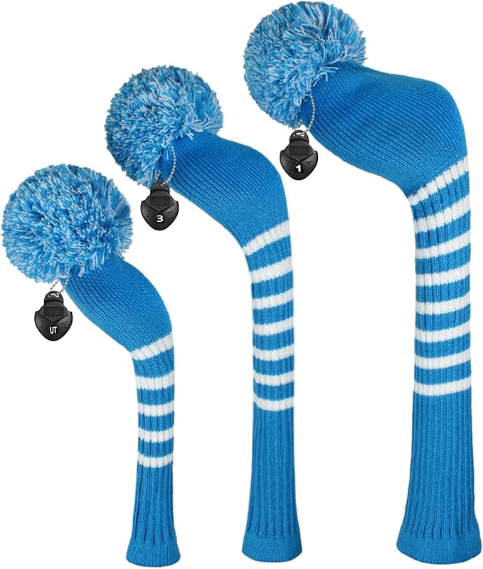 Scott Edward Golf Headcovers for Woods Set of 3 Fits Well Driver(460cc) Fairway Wood and Hybrid(UT) The Perfect Change for Golf Bag Classic Striped Style