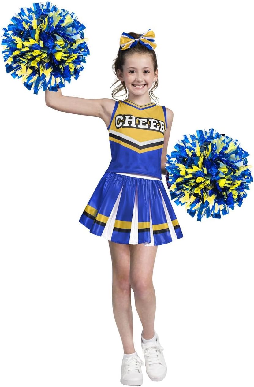 Spooktacular Creations Girl Cheerleader Costume, Halloween Cute Cheer Uniform Outfit with Accessories for Dress Up Parties