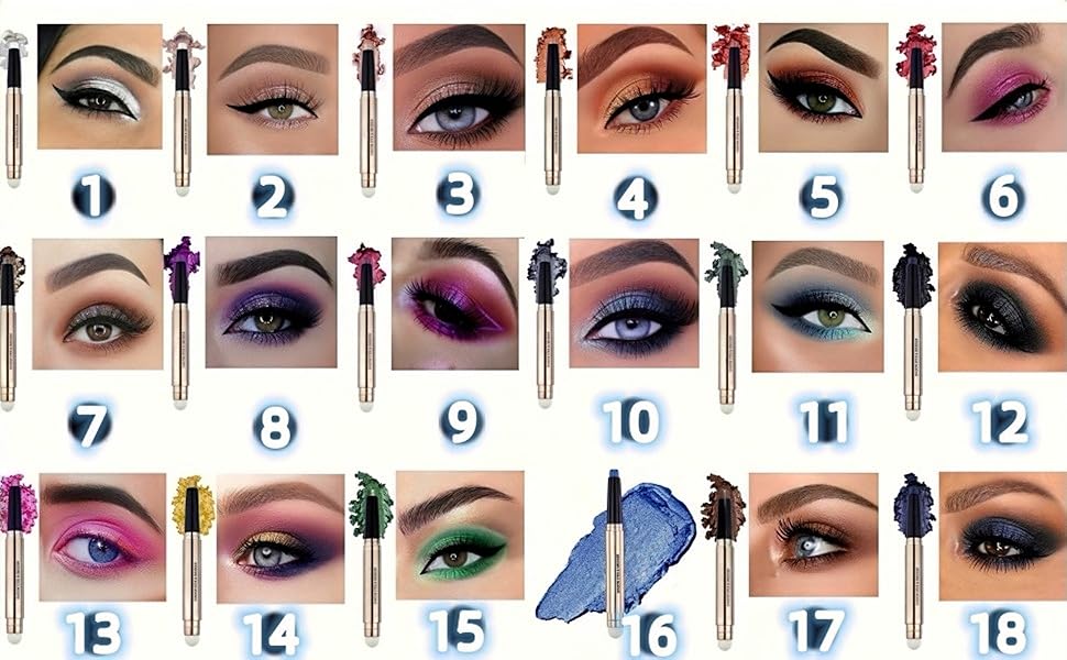 2 in 1 eyeshadow stick and Sponge Makeup Brush, Smooth Cream Shimmer Shadow Pencil Long Lasting Waterproof Eye Shadow Highlighter Stick Makeup , Hypoallergenic Highlighter Multi-Dimensional eyes Look