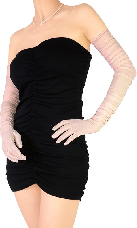 Women's Sexy Sheer Gloves Mesh Tulle Super Long Gloves Opera Christmas Costume Party Dance Glove