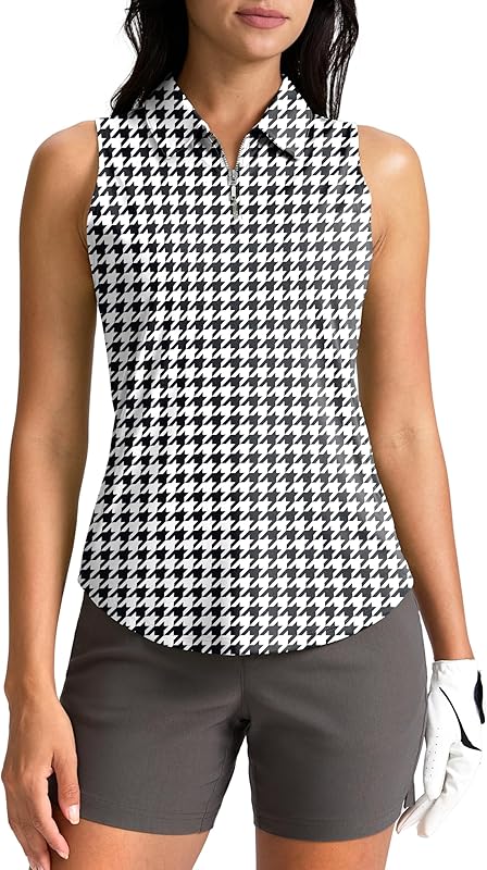 G Gradual Womens Golf Shirt Sleeveless Zip Up Polo Shirts for Women Collared Lightweight Tennis Athletic Tank Top