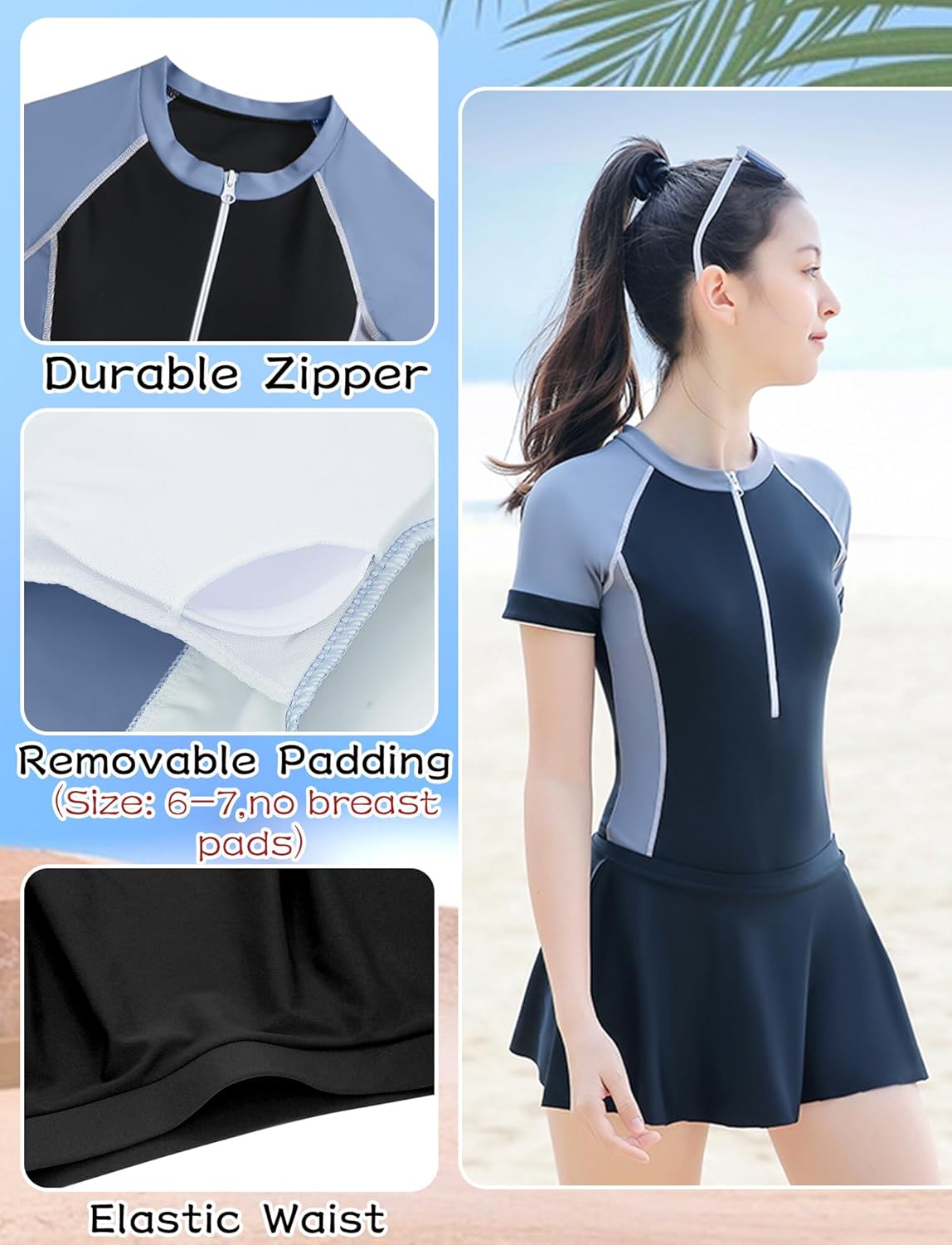 Happy Cherry Girls Rash Guard Swimsuit Modest Swim Set UPF 50 Bathing Suit Beach Swimwear 6-16 Years