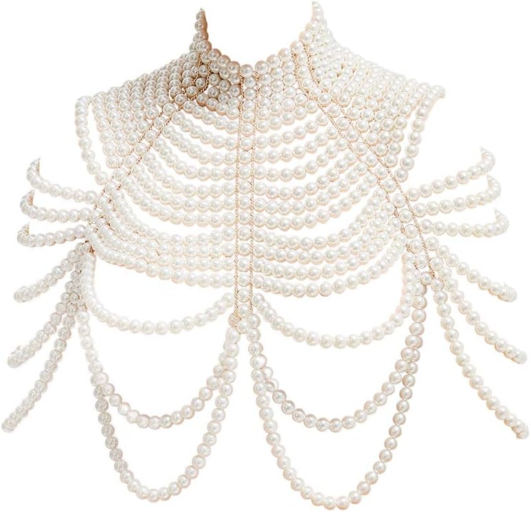 CCbodily Pearl Body Chain Bra - Fashion Shoulder Necklaces Bra Chain Body Jewelry