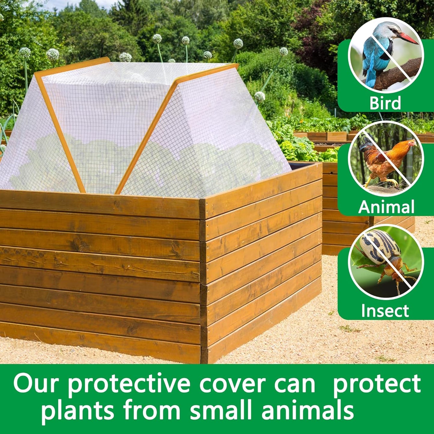 32.2" x 13" x 14.1" Garden Row Accelerator Plants Cover, Foldable Raised Garden Beds Vegetable Rows Plant Protector, Plant Net Cage Guard Greenhouse Cover for Protecting Vegetable Fruit from Animals
