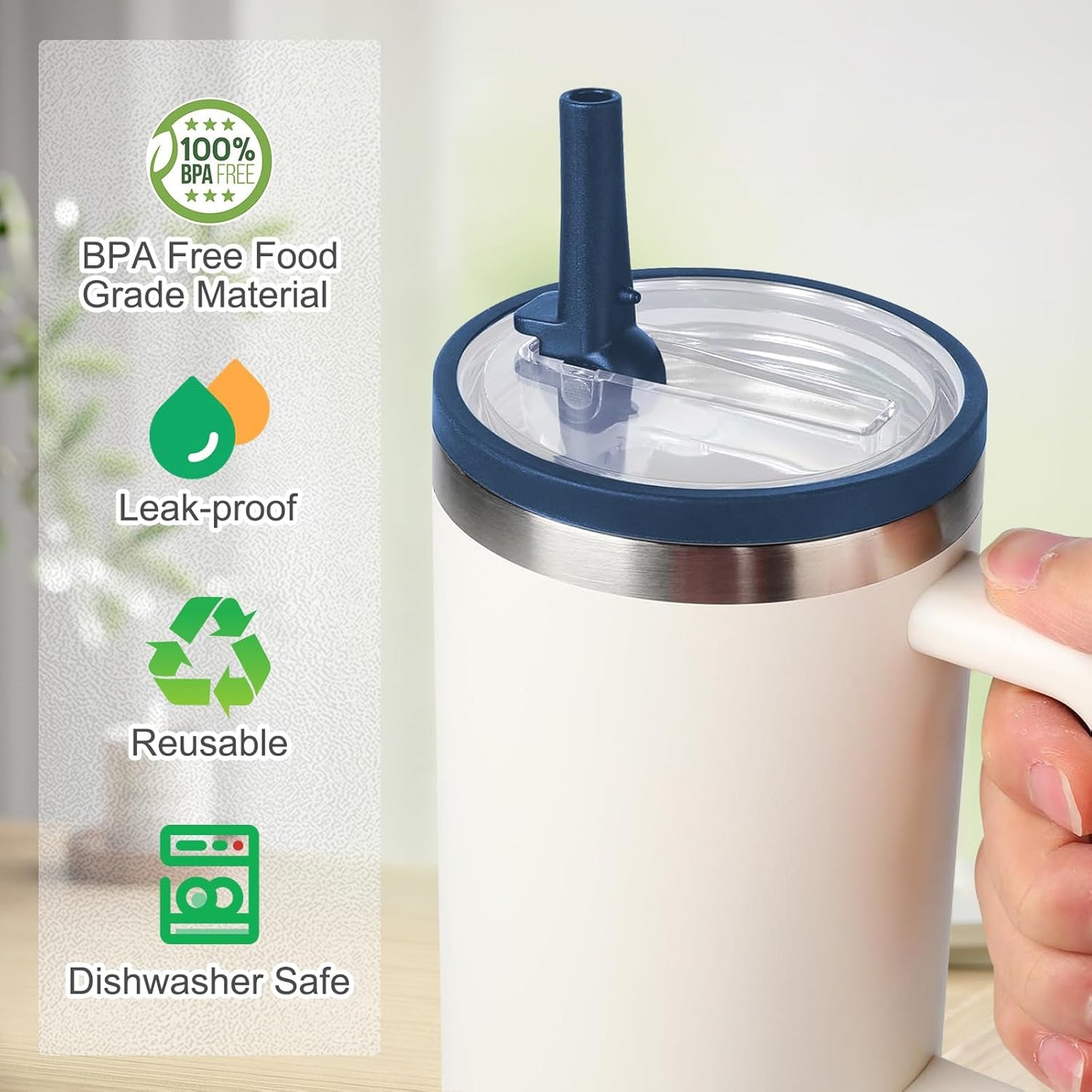 2 Pack Stanley Quencher 30 OZ Flip Straw Lid - Leak Proof Replacement for H2.0 FlowState Tumbler, Reusable Spill Proof Cup (Dark Blue)