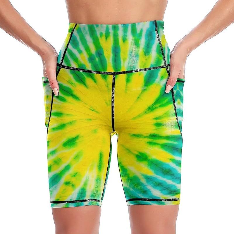 High Waist Workout Yoga Shorts for Women with Pockets Tummy Control Yoga Leggings Running Gym Biker Shorts