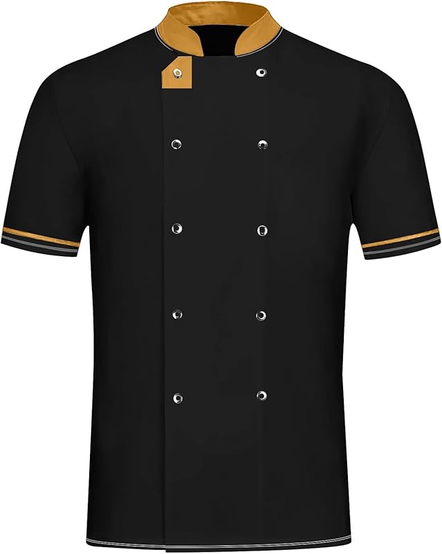 Unisex Chef Coat Short Sleeve Cook Shirts Buttons Restaurant Kitchen Food Service Uniform Chef Jacket for Men Women