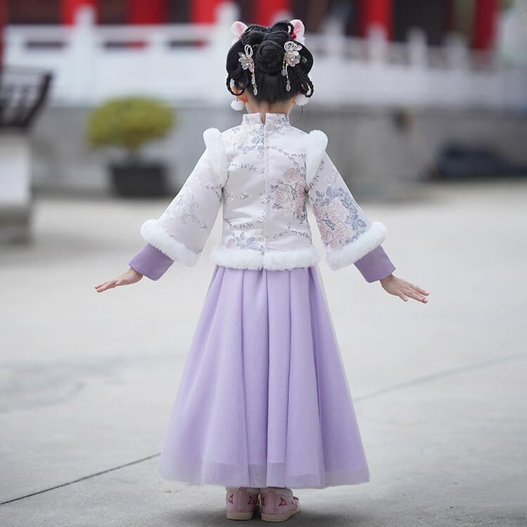 Mädchen Winter Hanfu Rock Anzug Kinder Verdickter Retro Hanfu Chinesischer Traditioneller Hanfu Kleid 2PCS Sets Größe 110-160 für 3-13 Jahre