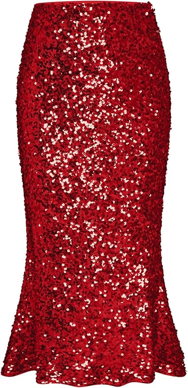 GRACE KARIN Jupe de fête à paillettes pour femme - Taille élastique - Jupe moulante sirène