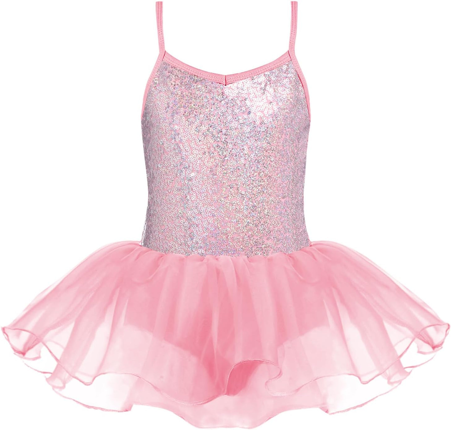 Zaclotre Little Girls Sequin Leotard Sparkly Strap Ballet Leotards Tutu Dress Ballerina Outfit Dance Costume for Kids