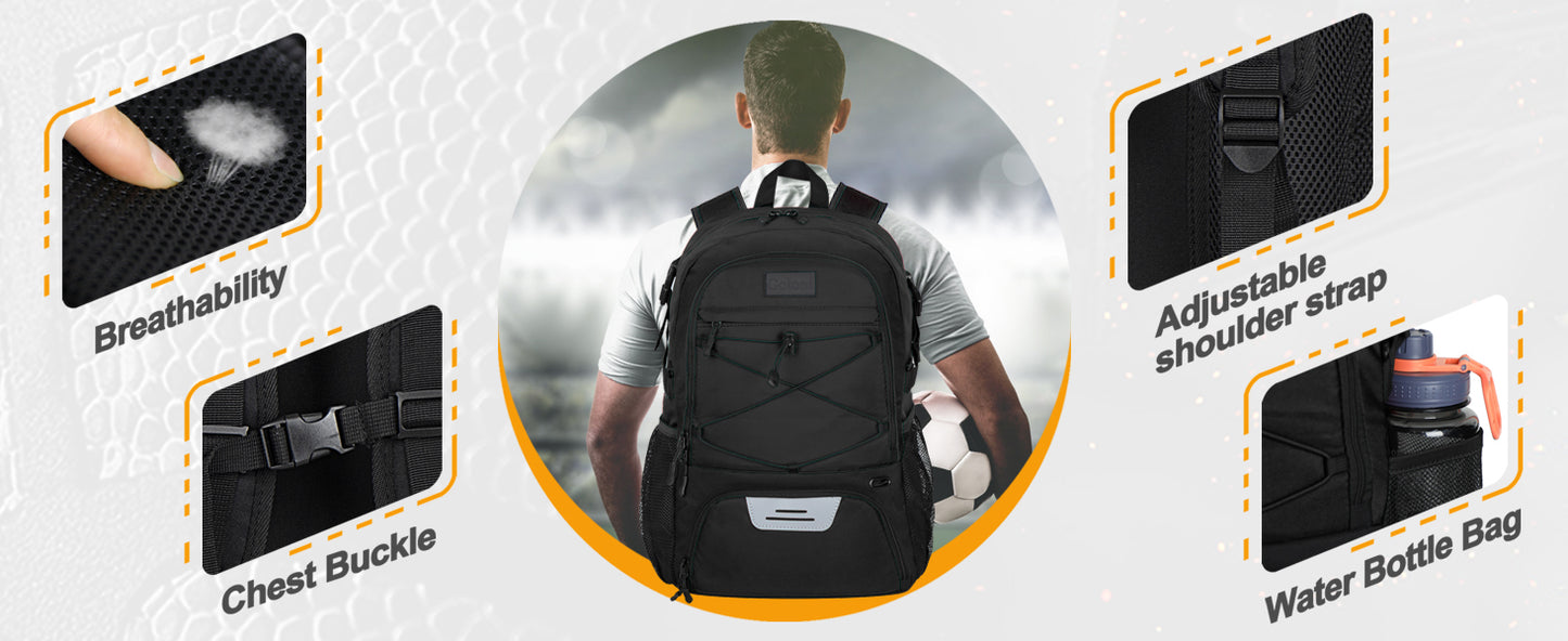 Goloni Soccer Backpack,Basketball Backpack with Ball Compartment & Shoe Compartment,Backpack for Basketball,Soccer