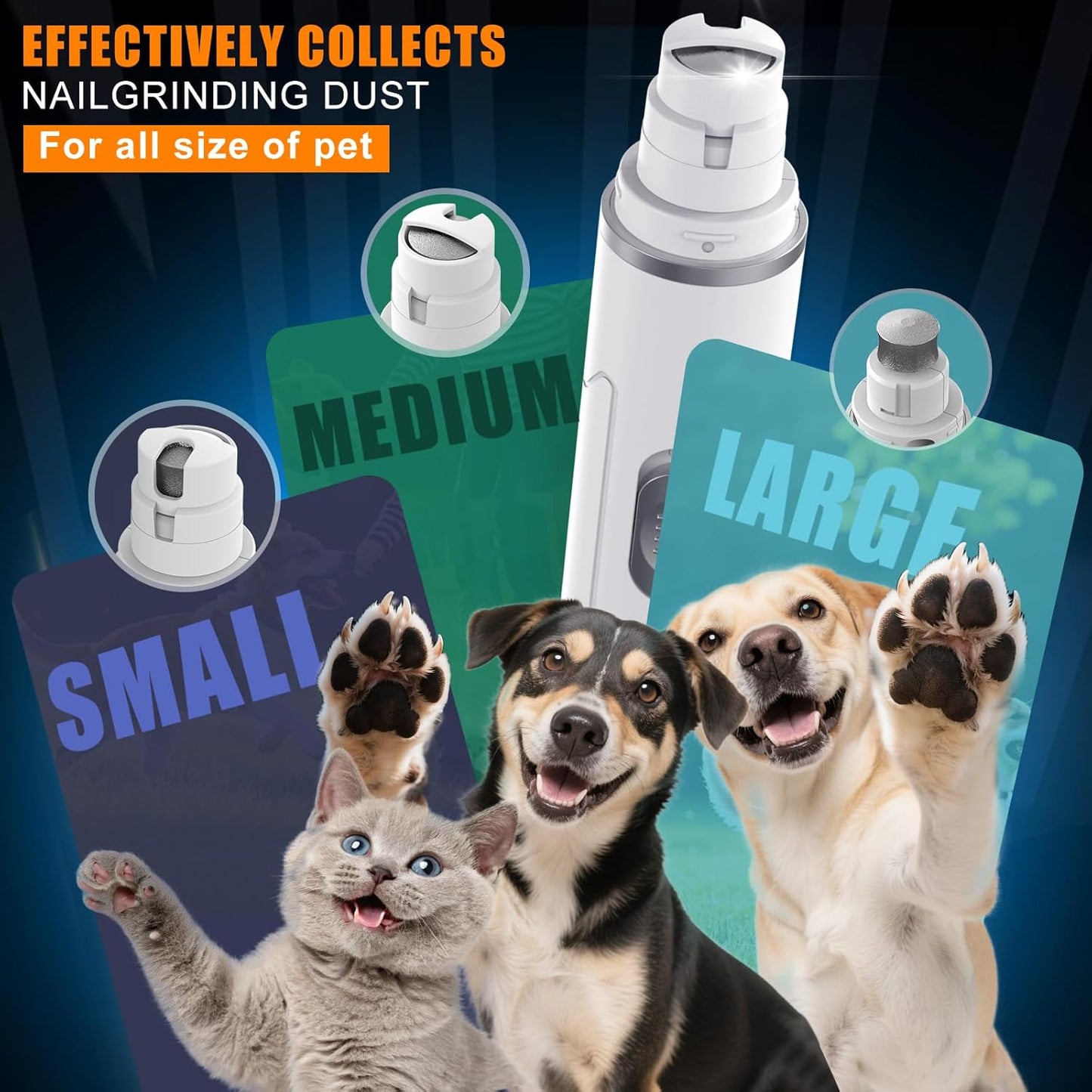 Dog Nail Grinder Quiet - Professional 2-Speed Electric Pet Nail Trimmer with Guard, Rechargeable & Painless Claw Grinder for Small Medium Large Dogs & Cats, Low Noise & Vibration