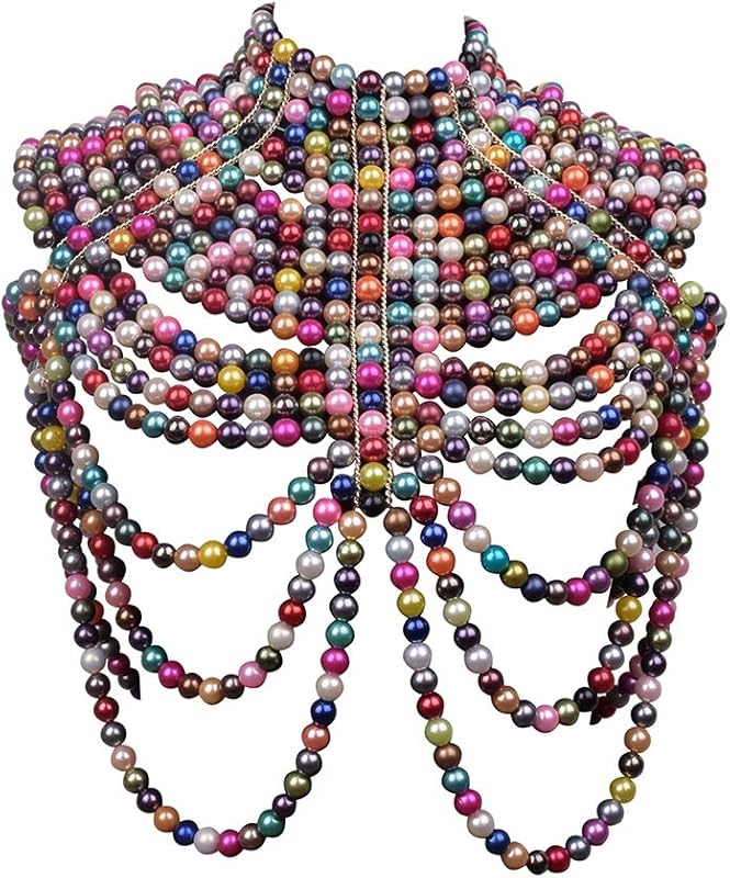CCbodily Pearl Body Chain Bra - Fashion Shoulder Necklaces Bra Chain Body Jewelry