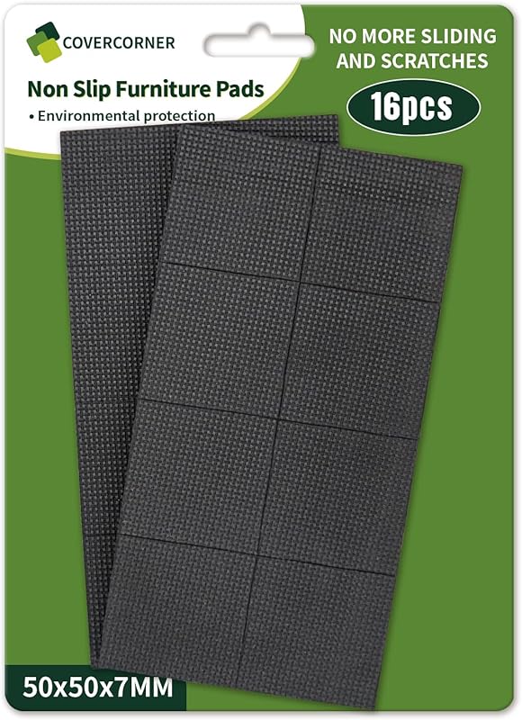 Non Slip Furniture Pads 16 PCS 2'' Square - Anti Slip Furniture Pads - Self Adhesive Rubber Feet Furniture Feet - Chair Leg Floor Protectors - Keep Furniture in Place