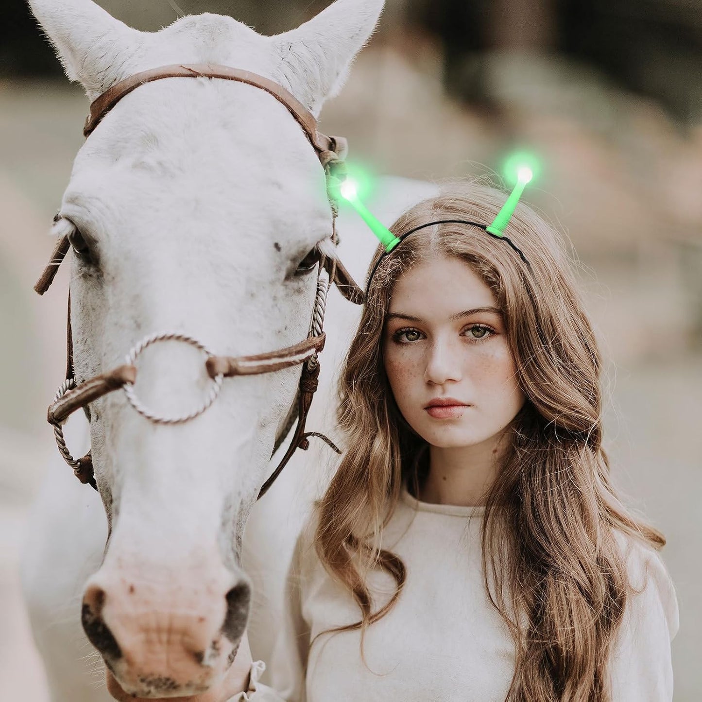 IMIKEYA Glowing Alien Headband Led Glow Alien Accessories Alien Headpiece Halloween Alien Accessories Light up Alien Headbands Antenna Plastic 's Apparel Make up