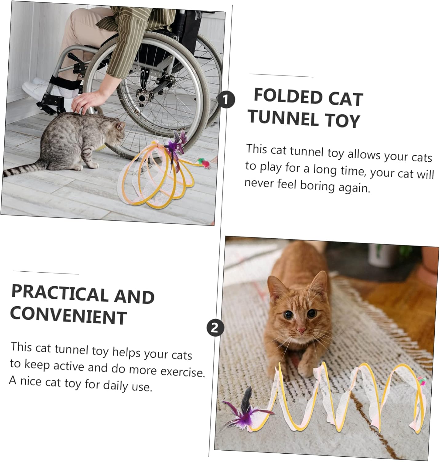 NOLITOY Catトンネルおもちゃ Kittenのトンネルのおもちゃ. For indoor catsのCatトンネル CatのトンネルIndoor Foldりmatまれた CatインタラクティブIndoor Cat for Catsトンネル Catのチューブ Steel Wire
