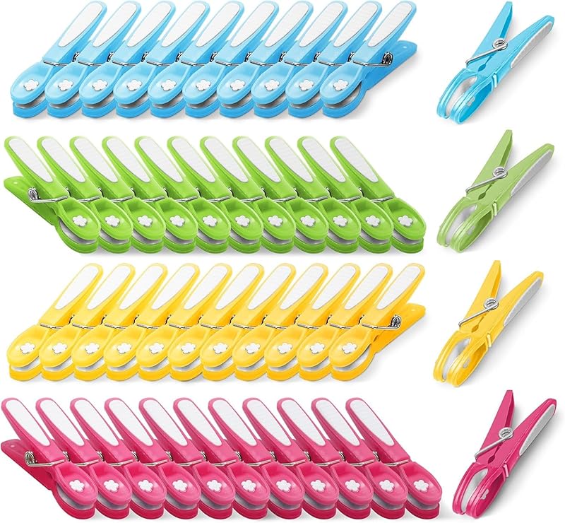 KEPLIN Clothes Pegs for Washing Line - 48 Pack (Black), Washing Line Pegs with Metal Spring for Strong Grip, Washing Pegs Designed to Avoid Marks, UV Resistant for Indoor & Outdoor