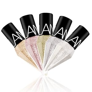 Go Ho Glitter Liquid Eyeliner Colorful Set,5 Colors Metallic Shimmer White Silver Gold Diamond Eye Liner,Glitter Eyeliner Eyeshadow Shine,Waterproof Long Lasting Glow Sparkle Eye Makeup