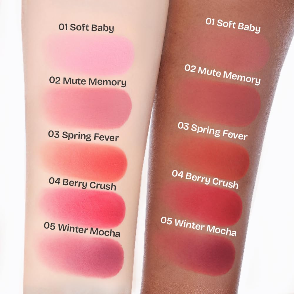 MILKTOUCH dearthing Blurry Effect Smooth Touch Pot - Lip and Blush, Soft Airy Matte Finish, Vivrant Color (02 Mute Memory, 0.16 Fl Oz)