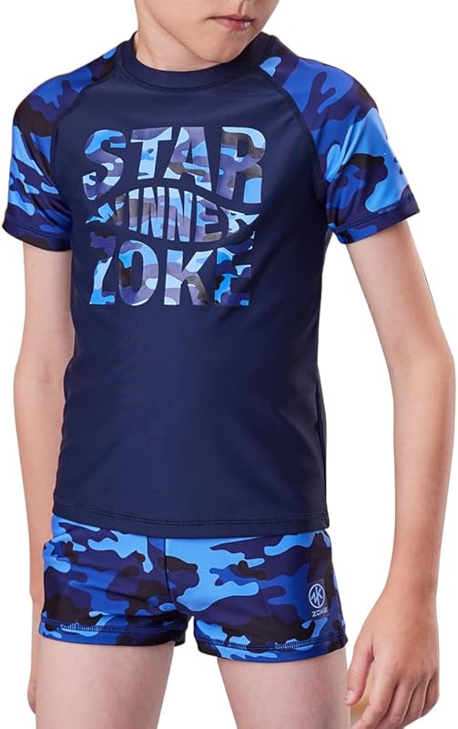 karrack Boys Two Piece Rash Guard Swimsuit Kid Water Sport Short Swimsuits UPF 50+ Sun Protection Bathing Suits